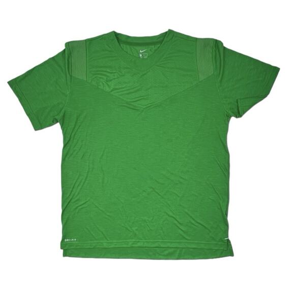Nike Dri-Fit Mens XL Football Soccer Shirt Bright Green Mesh Panels Training Tee - Picture 1 of 9